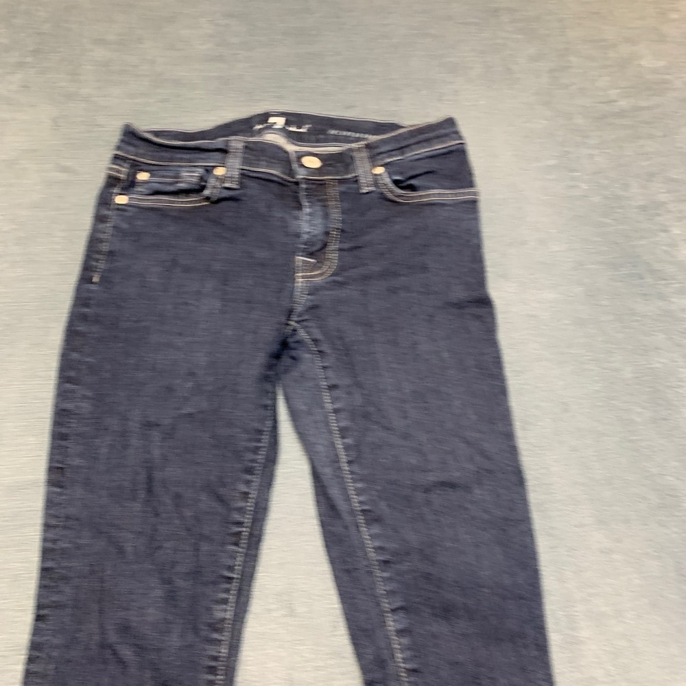 7 For All Mankind Roxanne Jeans Womens 27 Blue Denim Stretch 5 Pocket Straight - Picture 13 of 16